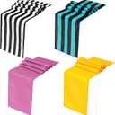 4 Pack Striped and Plain Christmas Table Runner 13 x 72 Inch Linen Tabletop Runner Xmas Table Cloth Cover Supplies for Indoor Outdoor Kitchen Dining Christmas Party Dinner Gatherings Decor