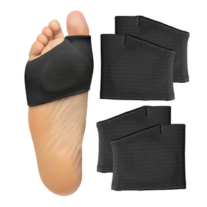 ZenToes Metatarsal Pads for Men and Women - Ball of Foot Pain Relief Cushions for Sesamoiditis, Metatarsalgia, Morton's Neuroma - 2 Pairs Fabric Sleeves with Gel Inserts (Medium, Black)