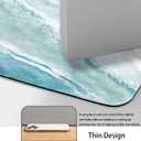 Coastal Beach Bathroom Mat Quick-Drying Non-Slip Rubber Bath Mats Super Absorbent Sand Wave Blue Teal Bath Mat Instant Dry Bathroom Rug in Front of The Kitchen Sink, Shower Room, Bathtub,16"x24"