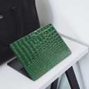 KEROM Compatible for Crocodile MacBook Pro 13 Inch Case 2026 2022-2016 M2 M1 A2338 A2289 A2251 A2159 A1989 A1706 A1708, Textured Aligator Skin Snakeskin PU Leather Case & Keyboard Cover, Emerald Green