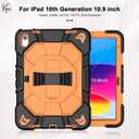 Case for iPad (A16) 11thGeneration 11 Inch 2025/iPad 10th Generation 10.9''Cover Compatible with iPad 10th Gen 10.9'', Hand Strap, Shoulder Strap, Pencil Holder(Orange+Black)