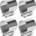 MANCHAP 4 Pack 3 Inch Butt Joint Exhaust Band Clamp, Stainless Steel Butt Muffler Clamp Band with Nuts for Exhaust Pipe