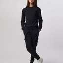 Real Essentials 3-Pack: Girls Ultra-Soft & Warm Long Sleeve Fleece Crew Neck Pullover Sweatshirt (Medium, Set 1)