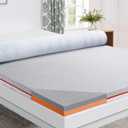Maxzzz Mattress Topper Twin, 3 Inch Bamboo Charcoal Memory Foam Topper & Copper Foam Bed Topper Dual Side, Removable Soft Cover with Ventilated Design, CertiPUR-US Certified