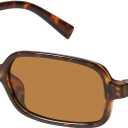 mosanana Trendy Rectangle Sunglasses for Women Retro 90s Style Small Narrow MS52479 (C2 Tortoise/Brown)