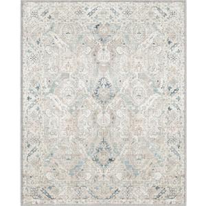8x10 Area Rugs for Living Room, Machine Washable Non Slip Vintage Retro Rugs, Low Pile Lightweight Chenille Print Indoor Rug for Bedroom, Dining Room, Home Office(Grey/Blue/TAN/Teal/Green)