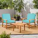 Outdoor Deep Seat Cushion Set of 2, 24 x 24 Inch Waterproof and Fade Resistant Patio Furniture Cushion Backrest with Ties for Patio Garden Yard and Balcony (Teal-2Pcs, 24x24Inch)