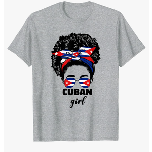 Afro Latina Cuban Girl For Women Cuba Flag Cubanita Pride T-Shirt, XL
