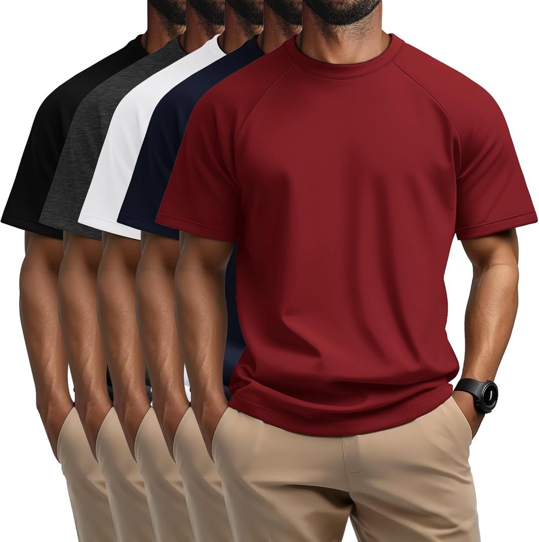 5 Pack Men's Big & Tall Cotton T-Shirts, Short Sleeve Crew Neck Shirts Moisture Wicking Classic Tees Bulk Multipack (4X-Large, Navy, Claret, White, Dark Gray, Black) 5 Pack Men's Big & Tall Cotton T-Shirts, Short Sleeve Crew Neck Shirts Moisture Wicking Classic Tees Bulk Multipack (4X-Large, Navy, Claret, White, Dark Gray, Black)