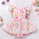 FYMNSI Toddler Baby Girl 1st Birthday Outfit Butterfly Floral Ruffle Tulle Romper Tutu Dress Headband 2PCS Summer Clothes
