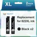 Remanufactured 822XL Ink Cartridge Replacement for 822XL 822 XL T822XL Black for Workforce Pro WF-3820 WF-4820 WF-4830 WF-4833 WF-4834 Printer (2 Black)