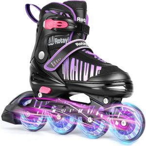 Adjustable Inline Skates for Girls and Boys with Full Light Up Wheels, Fun Illuminating Beginner Roller Skates Blades for Kids Youth Adult Women and Men, Outdoor and Indoor, Size 4.5-7.5