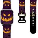 2 x Halloween Watch Bands for Apple Watch Band 38/40/41/42/44/49mm for Men Women, Silicone Waterproof Adjustable Printed Smartwatch Strap for iWatch Series 9 8 7 6 5 4 3 2 1 SE Replacement Wristband Gifts