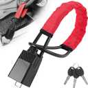 Upgraded car Steering Wheel Lock, seat Belt Lock and Anti-Theft Device, Water Transfer Printing Process, 3 Keys, Multi-Functional, Suitable for Most Vehicles, SUVs and Golf cart Security (red).