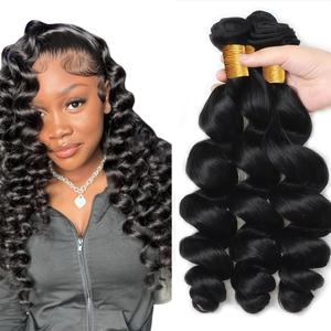 #1B Loose Wave Bundles #1B Natural Black Loose Wave Bundles Human Hair Unprocessed Virgin Human Hair Bundle 12 14 16 Inch 150g