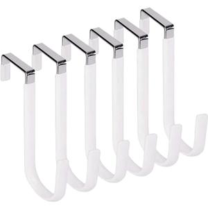 HANGZIGD Over The Door Hooks, Door Hangers Hooks,Extra Long 5" Rustproof Organizer Hook with Soft Rubber Padding, No-Scratch Design for Towels, Robes, Coats, Bags (6 Pack White)