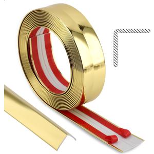 Peel and Stick Wall Molding Trim, Multifunctional Corner Guards & Caulk Strip Baseboard for Floor, Door Frame Protection (Shiny Gold, 16.4ft x 0.8inch)