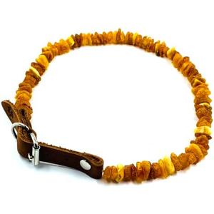 Amber Collars for Dogs & Cats - Baltic Amber Dog & Cat Collar with Adjustable Leather Strap - Raw Knotted Amber Beads (50-55cm)
