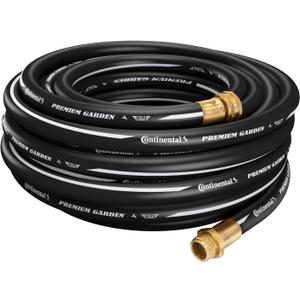 Continental Premium Garden, Black Heavy Duty Cold Water Garden Hose, 5/8in Inside Diameter x 25ft Length, Male x Female Garden Hose Thread