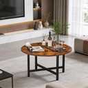 Coffee Table, 23.6" Round Coffee Table, Rustic Brown Living Room Tables
