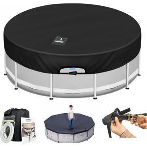 SIHAIAN 16 Ft Round Pool Cover, with Automatic Drain Pool Cover, Patented One-Piece Tensioning System Above Ground Pool Cover, Preventing Waterlogging, Yarn-Dyed Oxford Fabric Solar Pool Cover