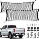 2pcs Truck Bed Cargo Net for Pickup, 52''- 66'' Heavy Duty Envelope Truck Trunk Cargo Storage Organizer Mesh Net Truck Bed Accessories for Ford F150 Chevy Silverado WT LS LTZ GMC Sierra (4.3ft-5.5ft)