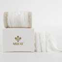 MEEDEE White Velvet Ribbon 2 Inch Frayed Edge Ribbons 2 Rolls 4 Yards Crinkle Crushed Ribbons White Velvet Ribbon for Christmas Tree, Gift Wrapping, Holiday Decor, Wedding Favors