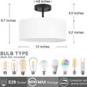 Bargeni Semi Flush Mount Ceiling Light,13 inch Modern 3-Light Ceiling Light Fixture,Black Semi Flush Mount Light Fixture,Flush Mount Lighting for Bedroom,Dinning Room and Hallway