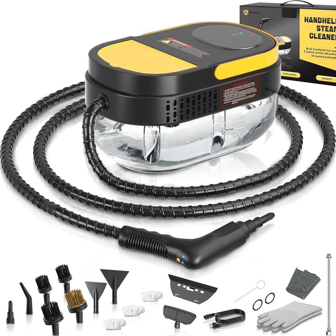 Steam Cleaner, 3-Level Adjustable Handle, 15s Heat-Up, 1.69 Quarts Tank, Portable Steamer for Cleaning with 15 pcs Accessories, Steam Cleaner for Home for Dirt, Grease, Grout, Tile, Floor, Car