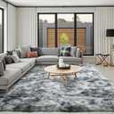 FinRec 6x9 Feet Grey Rugs for Living Room Bedroom, Soft Fluffy Area Rug, Non-Slip Solid Shag Rug for Nursery Kids Room Dorm Room Home Decor, Indoor Floor Carpet (Tie-dye Grey)