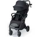 Compact Travel Stroller, Self-Folding Lightweight Stroller with Oversized Canopy, Adjustable Backrest, Newborn Pushchair for Toddler 0-36 (Black)