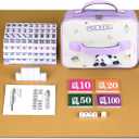 Chinese Small Mahjong Set, 144 Numbered Melamine 1.17" Size Tiles(Purple) and 8 Blank Tiles, with Carrying Travel Bag, English Instruction, Mahjong Mat, Pro Complete Mahjongg Game Set (Majiang)