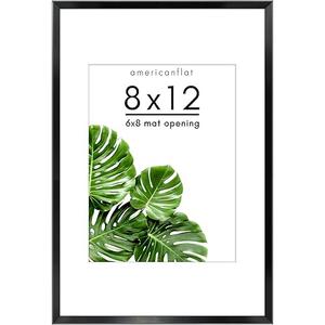 8x12 Picture Frame, Black Metal Photo Frames with HD Glass, Fits 6x8 with Mat or 8 x 12 without Mat, Display for Wall and Table, 1 Pack