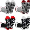 Geyoga 4 Pairs Mother's Day Funny Gifts Socks for Mom - off Duty Socks with Funny Sayings Go Ask Dad Gifts for Women & Mother