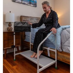 step2bed Deluxe Bed Rails for Elderly Adults - Adjustable Height Bed Safety Rail for Seniors with Cane Holder, LED Light, Mesh Bag, Handicap Grab Bars and More - Premium Bed Side Step Assist Device