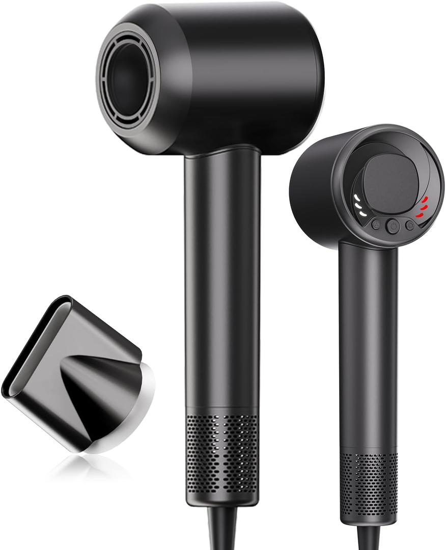 Hair Dryer, 140, 000 RPM High Speed Blow Dryer for Fast Drying, Negative Ionic Hair Dryers for Women, Thermo Control Lightweight Hairdryer for Home and Travel Black