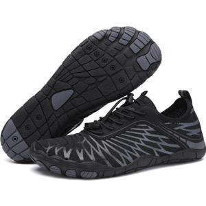 Barefoot Shoes Womens Mens Footwear for Walking Hiking with Wide Toe Box,Healthy & Non-Slip,Breathable Barefoot Vitality Water Shoes for Beach Pool Swim Outdoor (Unisex) (Black. 46)