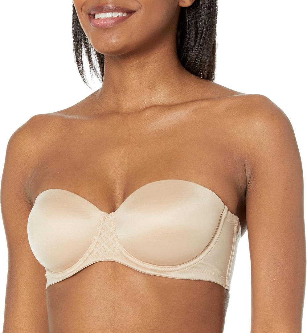 Bali Women's One Smooth U Strapless Bra, Ultimate Stay in Place, 7-Way Multiway Underwire Bra, Full Coverage (Beige, L) 36DD