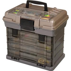 Plano Guide Series StowAway 4-By Rack System Tackle Box, Holds 4 3700 Utility Tackle Boxes, Quick-Access Top Storage with DuraView Lid, Durable Construction, Flexible, Adaptable Fishing Box