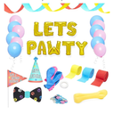 BLUE PANDA 25 Pieces Dog Birthday Party Supplies, Lets Pawty Decorations Kit with Party Hat, Balloons, Streamers - Let Pawty Birthday Decoration