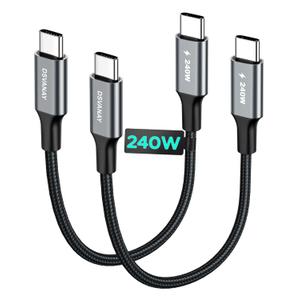 1FT Short 240W USBC to USBC Cable [12 inch, 2Pack], Fast Charging PD3.1 Type C Cord Compatible for iPhone Air 17/16/15 Pro Max, Car Charger, MacBook Pro/Air, iPad Pro, Samsung, Pixel, Laptop