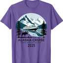 Matching Family Friends and Group Alaska Cruise 2025 T-Shirt (XL) Purple Heather