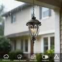 Vintage Bronze Outdoor Pendant Lights for Porch, 20 1/2" High Exterior Hanging Light Fixture with Adjustable Chain, Outside Ceiling Lantern with Seeded Glass for Patio, Entryway, 20.5" High