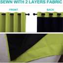 NICETOWN 100% Blackout Short Curtains with Black Liners, 2 Panels, 37" W by 40" L, Fresh Green, Solid Thermal Insulated Full Blackout 2-Layer Lined Drapes, Energy Efficiency Window Drapes for Bedroom