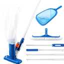 Pool Skimmer Net, Swimming Pool Cleaning Kit, Vacuum Cleaner Bottom Brush Mesh Leaf Bag Semi-deep Skimmer Net & Adjustable 47-61in Pole