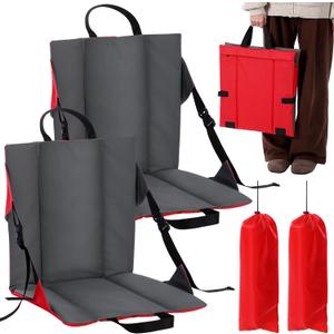 Briwooody 2 Packs Stadium Seats with Back Support Foldable Portable Bleacher Chairs with Adjustable Strap, Bleacher Chair with Back and Cushion for Sport Event, Hiking, Fishing, Camping