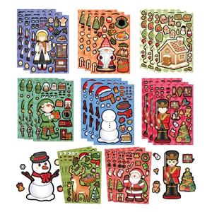 24 Sheets Christmas Stickers for Kids, Make a Face Sticker, Make Your Own Christmas Characters Mix and Match Stickers Santa Reindeer, Xmas Holiday Party Favor Supplies(3 Pcs)