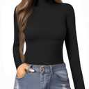 MANGOPOP Women's Mock Turtle Neck Slim Fit Long Sleeve Shirts Fall Fashion Tight Tops Basic Tee Winter Undershirt S