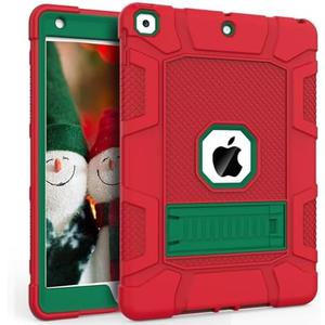 Rantice iPad 9th/8th/7th Generation Hybrid Shockproof Rugged Drop Protection Cover with Kickstand for iPad 10.2'' (Red+DarkGreen)