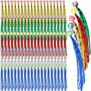 Leyndo 50 Pcs Comet Balls Rubber Bouncy Balls Bulk with Colorful Streamers Mini Ball with Tail for Birthday Party Favors Piata Goodie Bag Stuffers, Assorted Colors